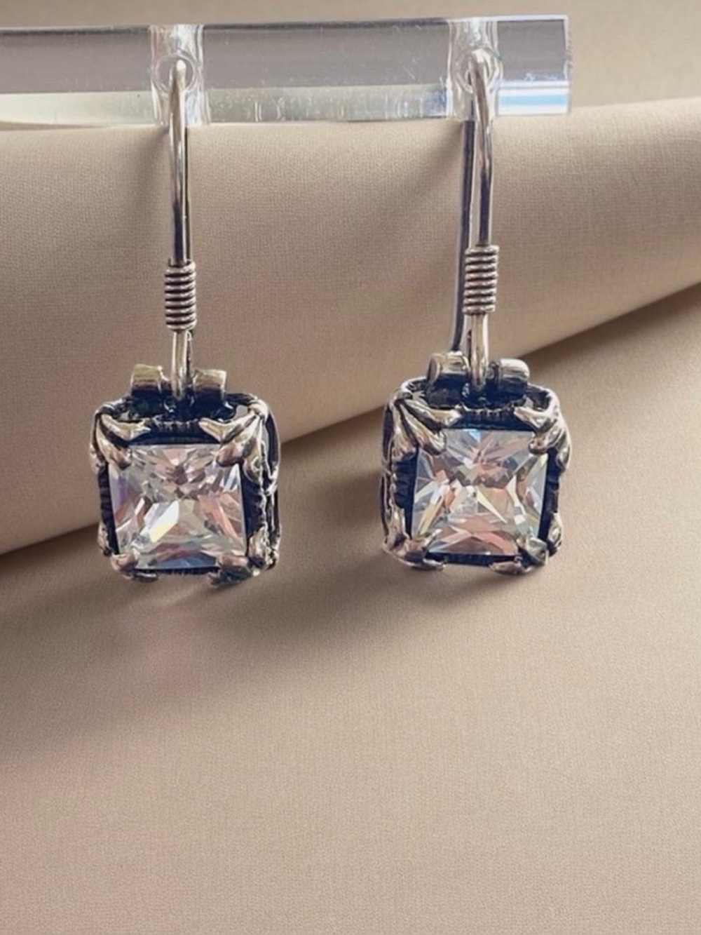 Silpada Sterling Silver Square CZ Drop Earrings W0975